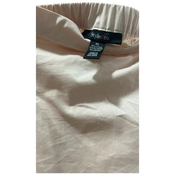 Style & Co Blush Pink Top XL  Off-Shoulder Tie-Cuff Sleeve Flowy Blouse - Picture 8 of 9